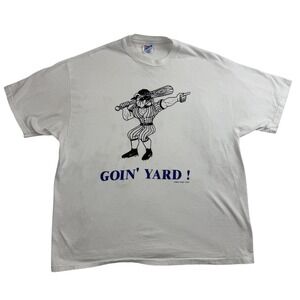 Vintage Goin' Yard Shirt Mens 2XL White Baseball Bulldog Graphic Hanes 90s 1995
